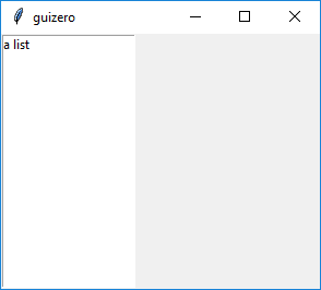 List box spanning the whole left edge