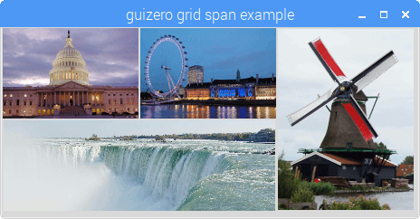 Images laid out on a grid with various spans